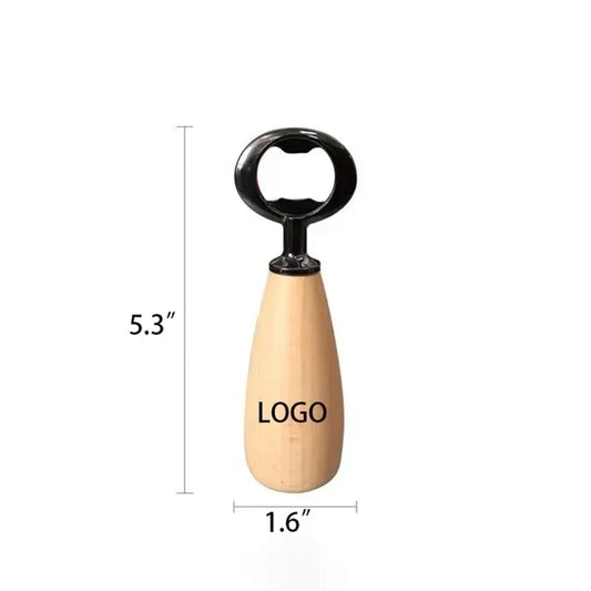 Stand Beech Wooden Handle Bottle Opener 5.3" x 1.6"