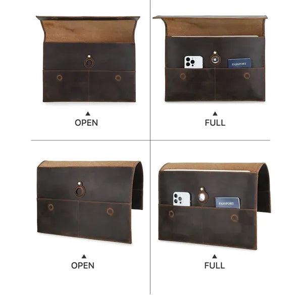 Genuine Leather Portfolio Protective Laptop Sleeve Bag