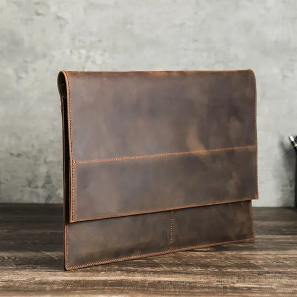 Genuine Leather Portfolio Protective Laptop Sleeve Bag