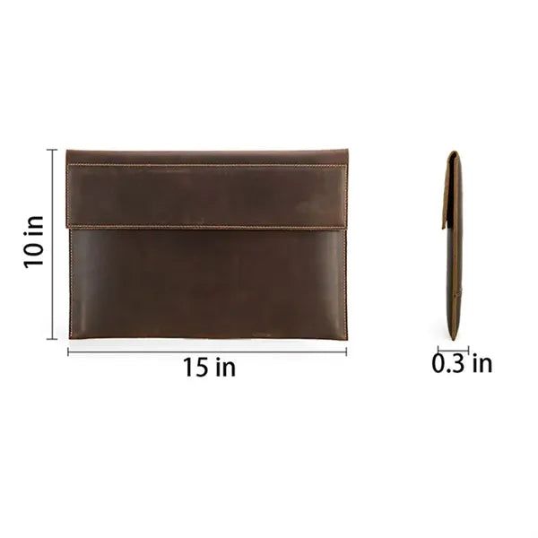 15 / 16 In Genuine Leather Laptop Bag with Magnetic Buckles