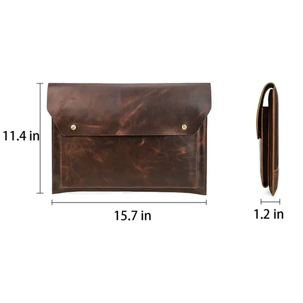 16.2 Inch Genuine Leather Laptop Bag with Magnetic Buckles