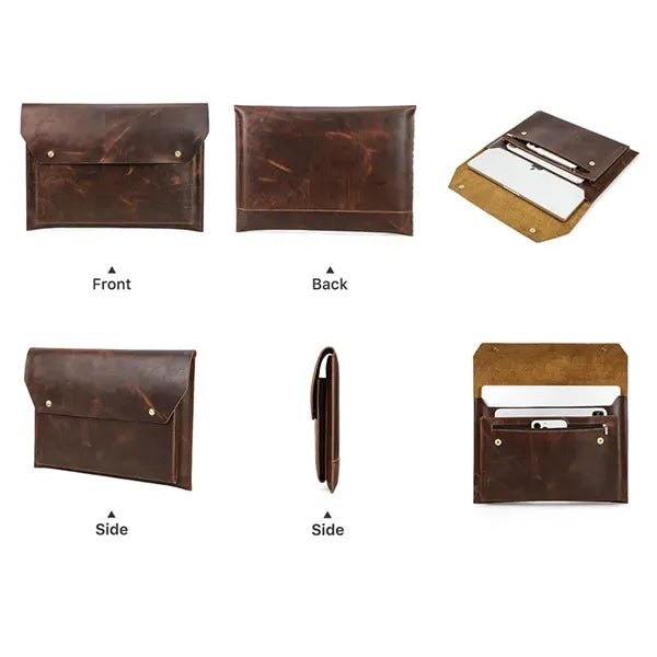 16.2 Inch Genuine Leather Laptop Bag with Magnetic Buckles