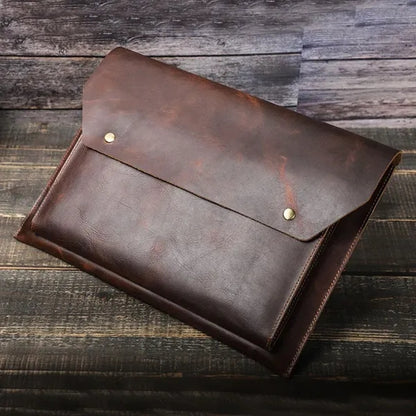 16.2 Inch Genuine Leather Laptop Bag with Magnetic Buckles