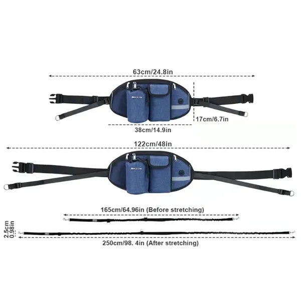 Dog Training Waist Bag Hands-Free Leashes Set