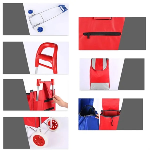 Oxford Cloth Steel Tube Foldable Shopping Trolley Cart Bag
