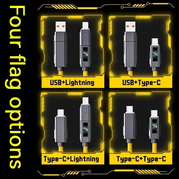 4 in 1 Charging Cable For Type-C Lightning With LED Display