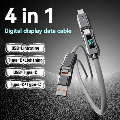 4 in 1 Charging Cable For Type-C Lightning With LED Display