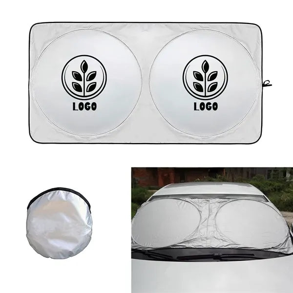 Car Windshield Sun Shade w/Storage Pouch