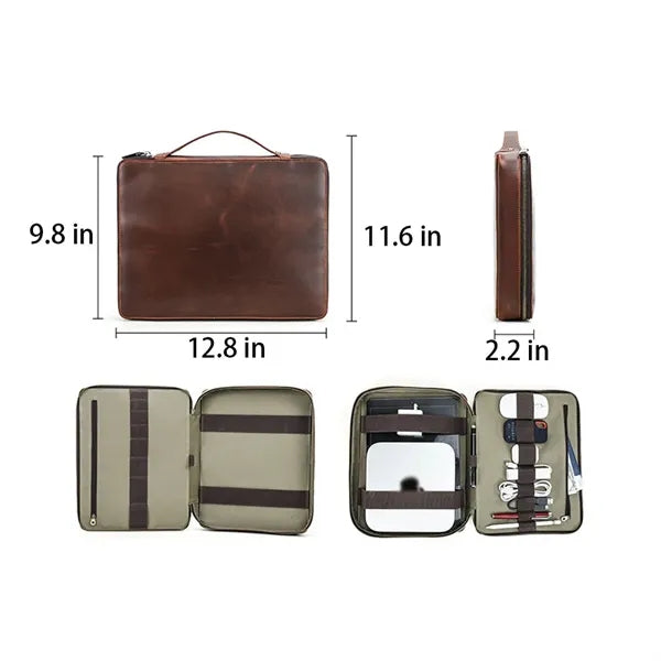 Huge Capacity Genuine Leather Laptop Bag with Handle