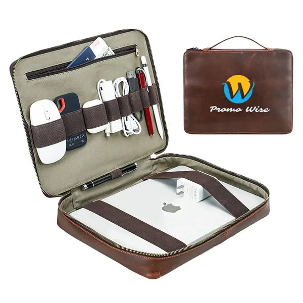 Huge Capacity Genuine Leather Laptop Bag with Handle