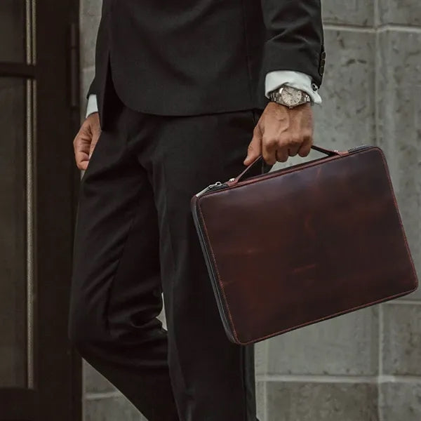 Huge Capacity Genuine Leather Laptop Bag with Handle