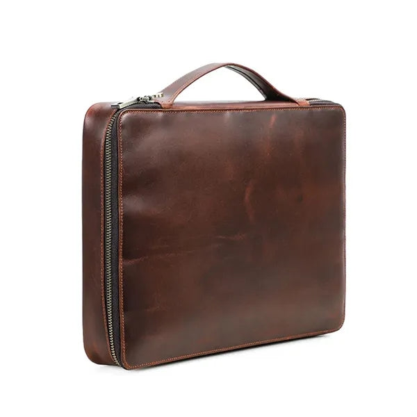 Huge Capacity Genuine Leather Laptop Bag with Handle