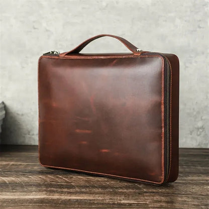 Huge Capacity Genuine Leather Laptop Bag with Handle