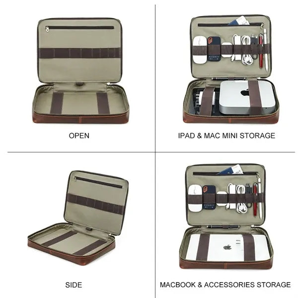 Huge Capacity Genuine Leather Laptop Bag with Handle