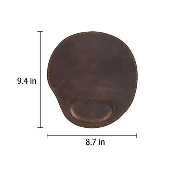 Non-corner Smooth Genuine Leather Mouse Pad with Wristrest