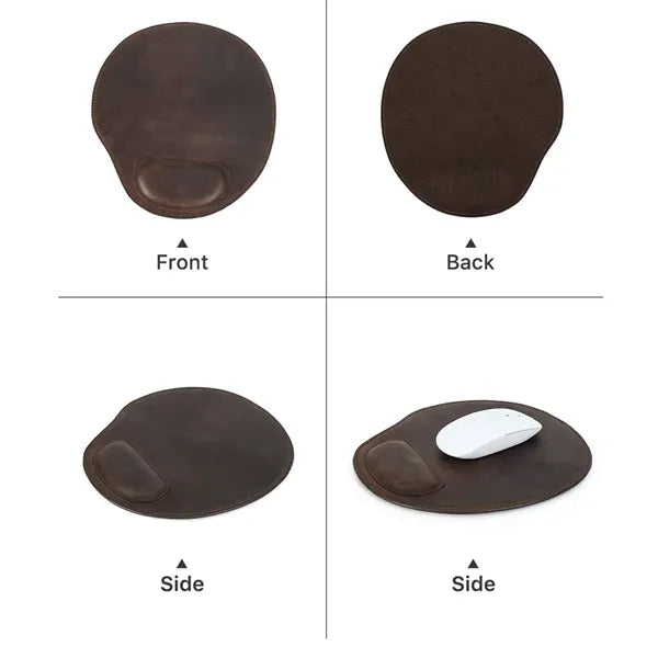 Non-corner Smooth Genuine Leather Mouse Pad with Wristrest
