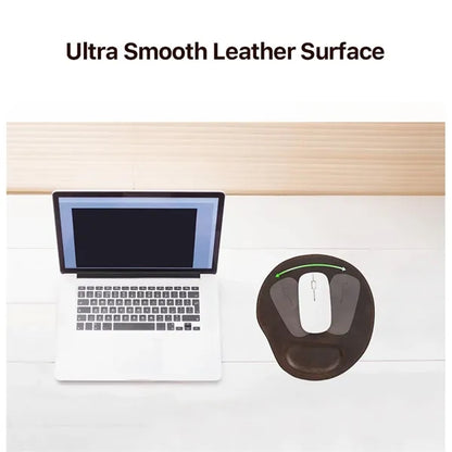 Non-corner Smooth Genuine Leather Mouse Pad with Wristrest
