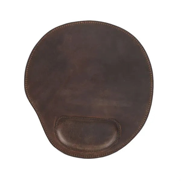 Non-corner Smooth Genuine Leather Mouse Pad with Wristrest
