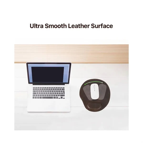 Non-corner Smooth Genuine Leather Mouse Pad with Wristrest