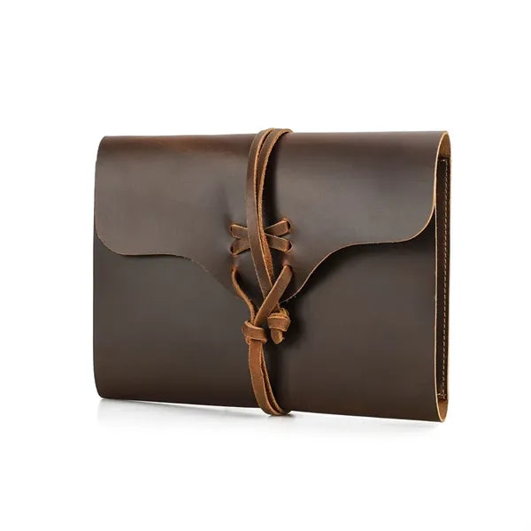Genuine Leather Journal w/ Book Cover Jacket with Strap Wrap
