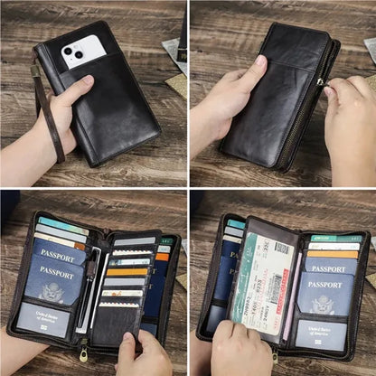 Genuine Leather Anti-theft Zipper Wallets with Wristlet