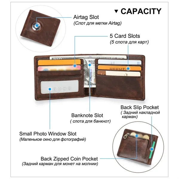 Genuine Leather Anti-theft Short Wallet