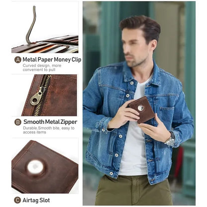 Genuine Leather Anti-theft Short Wallet