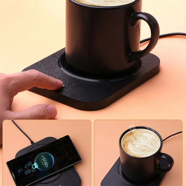 2-in-1 Cup Warmer Set with Wireless Charger Constant Pad