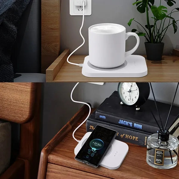 2-in-1 Cup Warmer Set with Wireless Charger Constant Pad