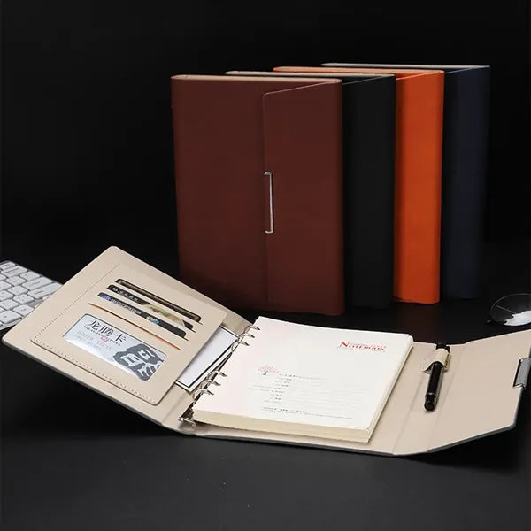A 5 All-in-one 6-Ring Binder Magnetic Padfolio w/ Pen Holder