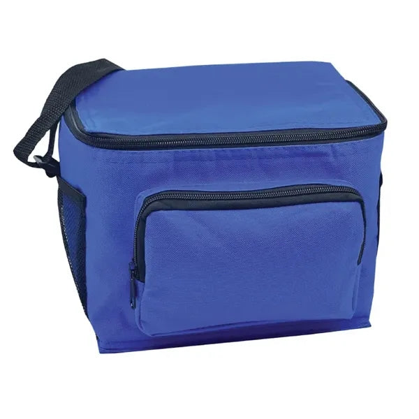 600D Polyester 6-Pack Cooler w/Side Pockets & Pouch