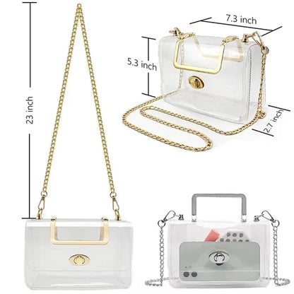 Transparent Clutch Bag with Metal Strap Stadium Approved
