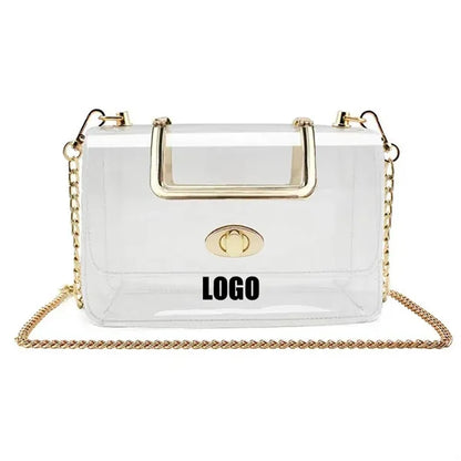 Transparent Clutch Bag with Metal Strap Stadium Approved