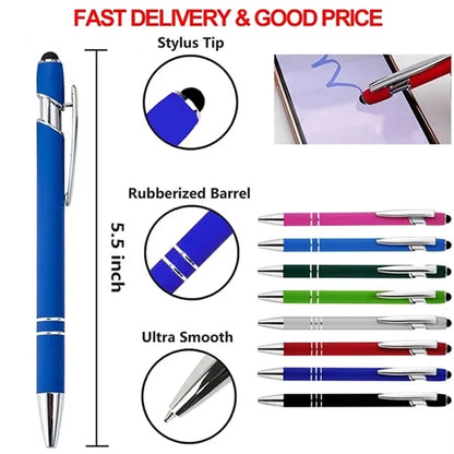 5.5'' Velvet-Touch Double Ring Ballpoint Pen With Stylus
