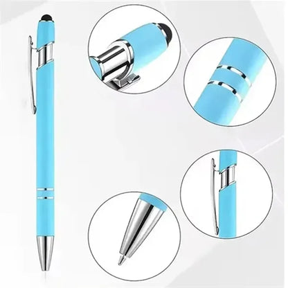 5.5'' Velvet-Touch Double Ring Ballpoint Pen With Stylus
