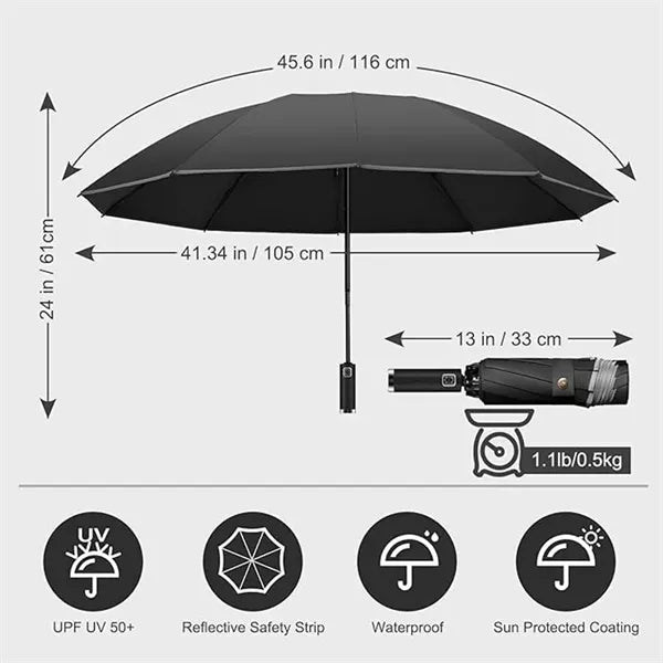 42'' Automatic Umbrella with Rotatable Flashlight