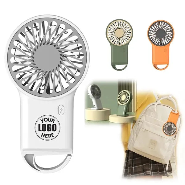 Rechargeable Hand-Held Portable Fan with Carabiner