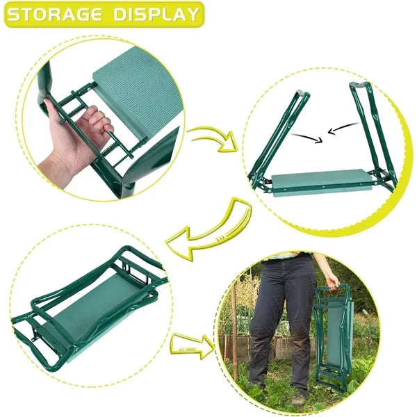 Garden Kneeler And Seat Stool With Large Tool Pocket
