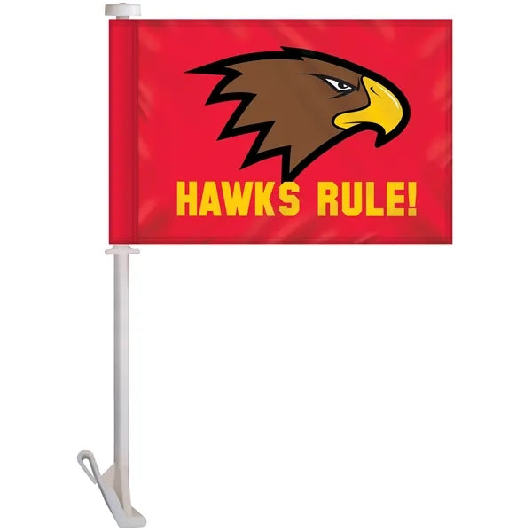 7.5" x 10.5" Double Sided Custom Car Flag on a Premium Staff