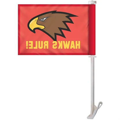 7.5" x 10.5" Single Reverse Custom Car Flag on Premium Staff