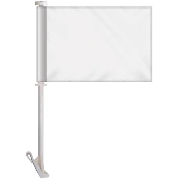 7.5" x 10.5" Single Reverse Custom Car Flag on Premium Staff