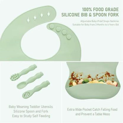 10pcs Silicone Baby Weaning Feeding Set