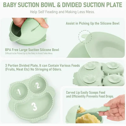 10pcs Silicone Baby Weaning Feeding Set