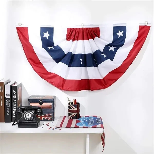 US Patriotic Half Fan Banner Flag for 4th of July Decoration