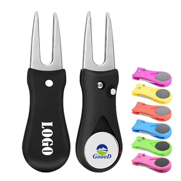 Foldable Golf Divot Repair Tool with Ball Marker