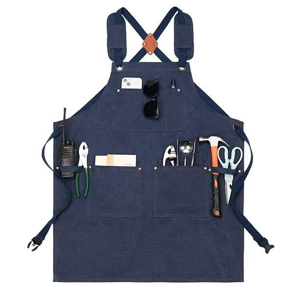 Work Canvas Aprons Cross Back Straps Large Pockets