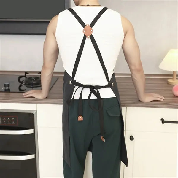 Work Canvas Aprons Cross Back Straps Large Pockets