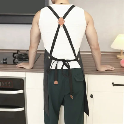 Work Canvas Aprons Cross Back Straps Large Pockets