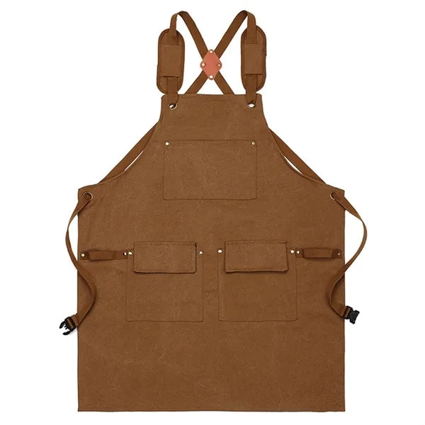Work Canvas Aprons Cross Back Straps Large Pockets