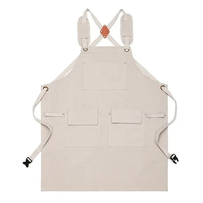 Work Canvas Aprons Cross Back Straps Large Pockets